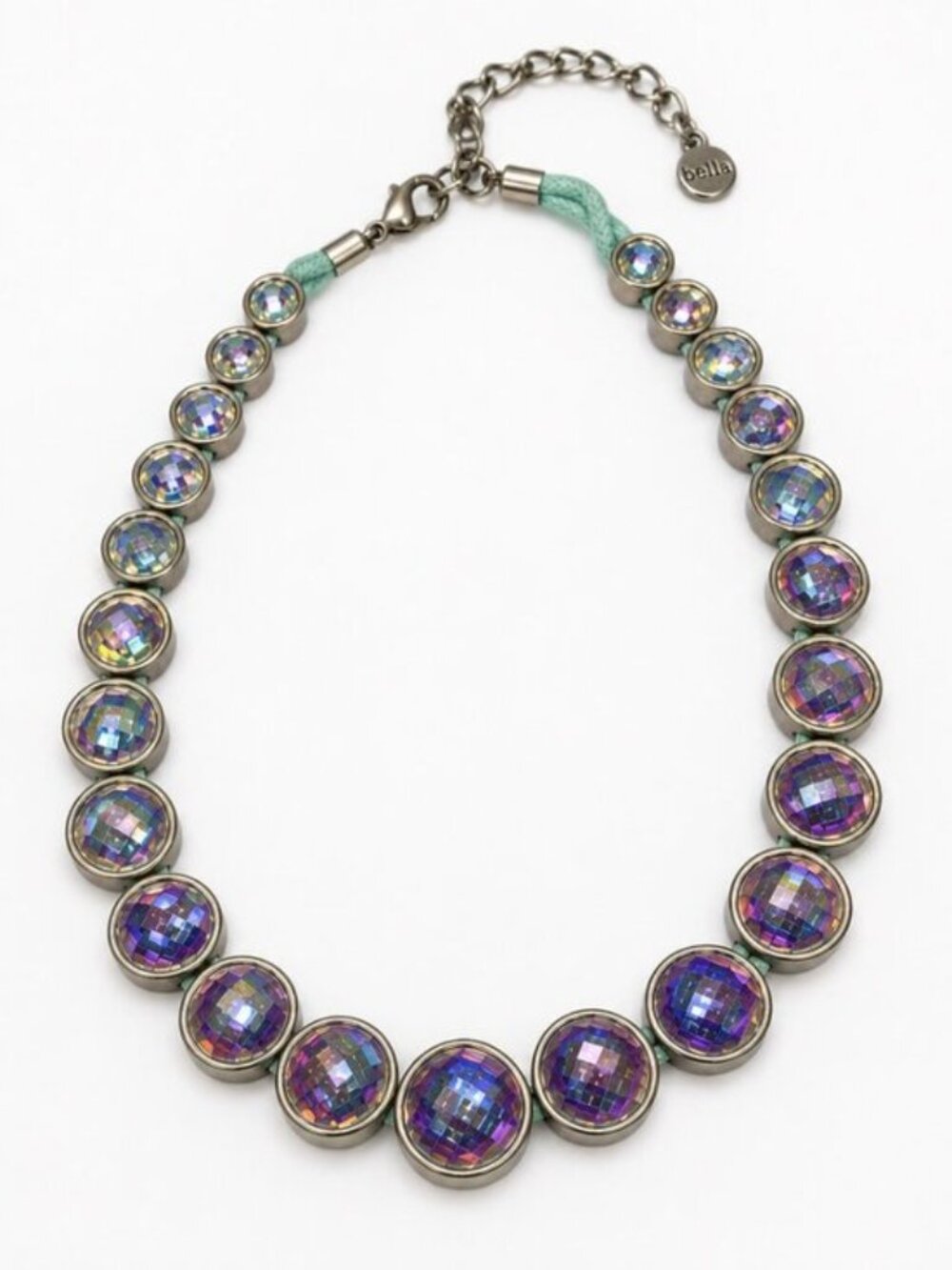 Bella Iridescent Purple Blue Faceted Statement Necklace
